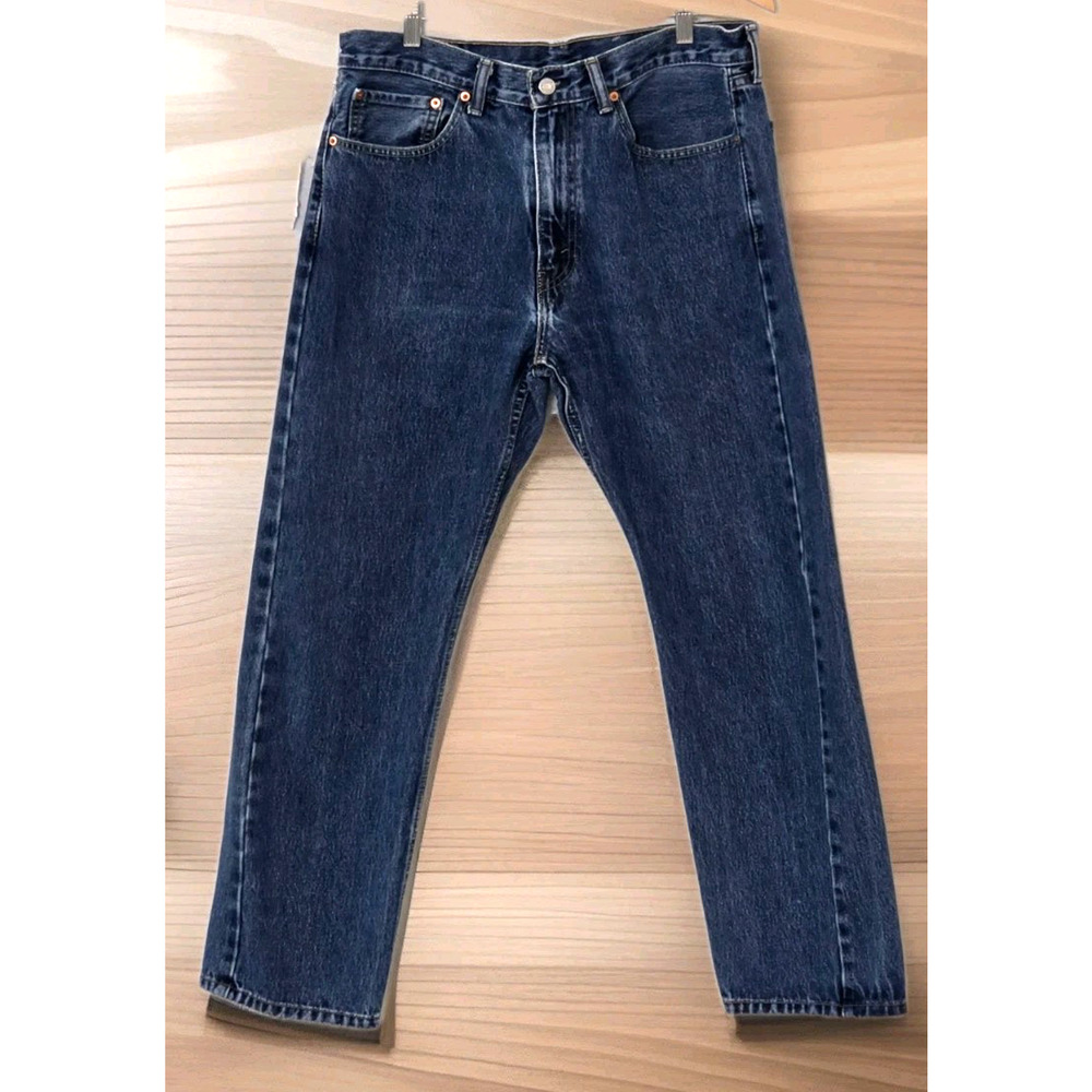 Levis 505 Jeans Men's W36xL30 Straight Leg Denim Distressed Blue MediumDark Wash
